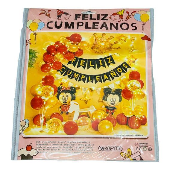 Globos Para Fiesta Kit Decoracion Feliz Cumpleaños, Mickey
