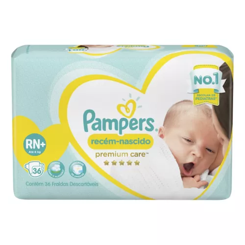 Pañal Pampers Premium Care Talla Rn+ 36 unidades