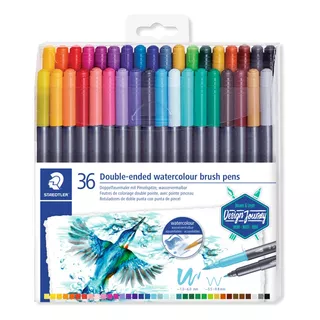 Staedtler 3001 36x Canetas De Pincel De Aquarela Ponta Dupla