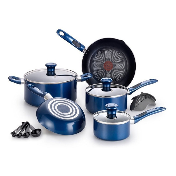 Batería De Cocina T-fal 14piezas Excite Azul Antiadherente T