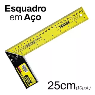 Esquadro De Aço Cabo Alumínio 10pol 25cm Fertak Metálico