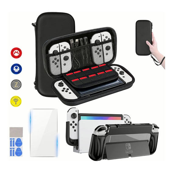 Kit De 10 Accesorios Funda Para Nintendo Switch Oled Estuche