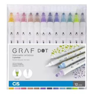 Estojo Marcador Artístico Cis Graf Dot 12 Cores