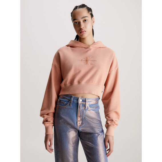 Sudadera Calvin Klein Cropped Mujer Rosa