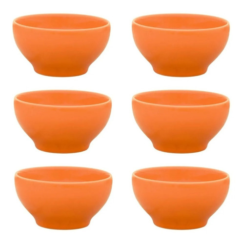 6 Bowls Ceramica Oxford Cerealero Sopa Tazon 600ml Color Naranja