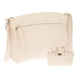 Paquete Bolsa Crossbody Jennyfer Y Monedero Dama Mujer 9533 Acabado De Los Herrajes Brillante Color Beige Color De La Correa De Hombro Negro