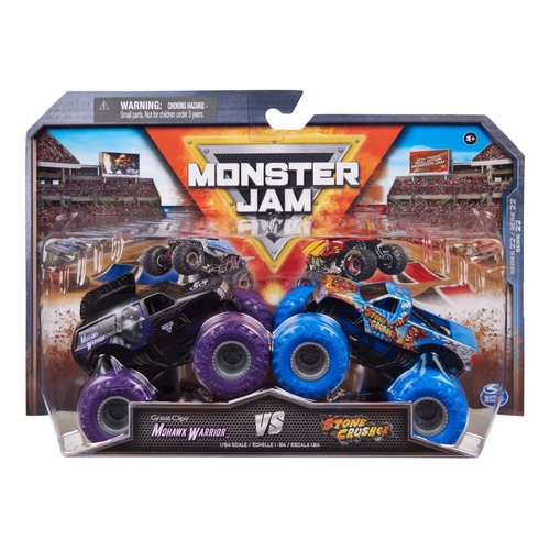 Monster Jam Mohawk Warrior Vs. Stone Crusher Escala 1:64 Color Azul/morado