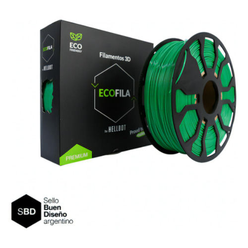 Filamento 3D Ecofila Hellbot de 1.75mm y 1kg verde