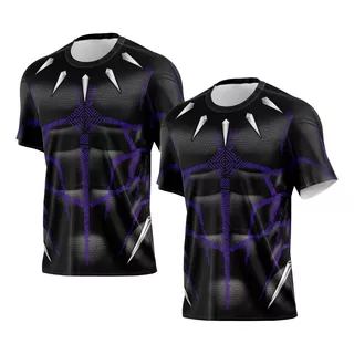 Kit 2 Camiseta Pantera Negra Infantil Tecido Dryfit