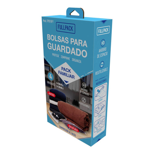 Pack X4 Bolsas Para Guardar Ropa Al Vacío Familiar Fullpack