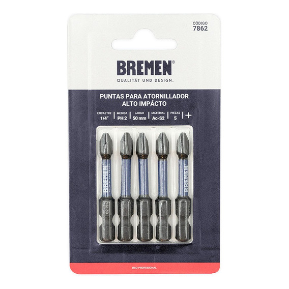 Punta Atornillador Impacto Bremen Ph2 X 50mm X 5u 7862 Dgm