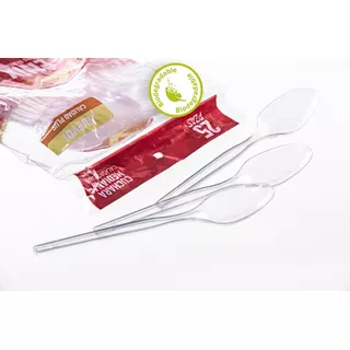 Cucharas Mediana Transparente Biodegradable C/1000 Pzas