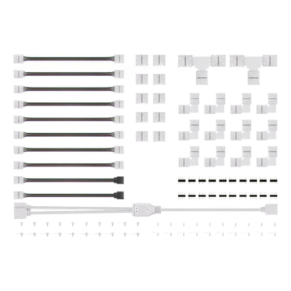 95 Pzs Conector Broche Para Unir Tira Led Rgb 4 Pines 10mm