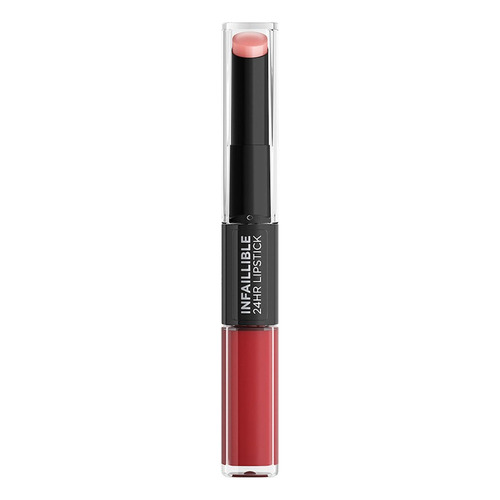 L'oréal Paris Lipstick Infallible 24hr X3 Dos Pasos Acabado Brillo Color 501 TIMELESS RED