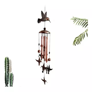 Colibrí Campanilla De Viento Tubo Aluminio Decoración Jardín