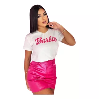 Camiseta Feminina Barbie Gola V Filme 2023 Blusa T Shirt