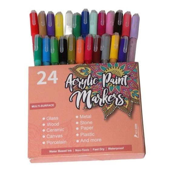 Lápices Acrílicos Marcador 24 Colores Acrylic Paint Markers