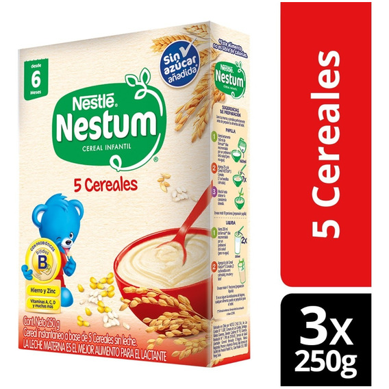 Cereal Infantil Nestum® 5 Cereales 250g X3 Cajas