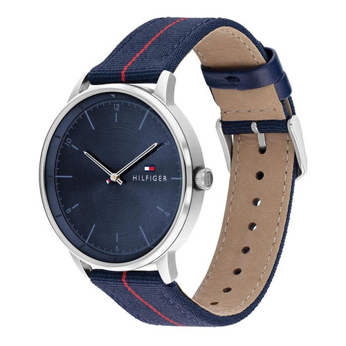 Reloj Tommy Hilfiger 1791844 Hombre 100 % Original Azul Color de la correa Plateado Color del bisel Plateado