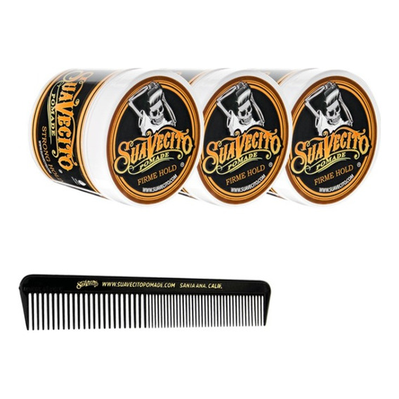 Suavecito Pomade Firme Hold 4oz/ 113g (3pzs) + Peine