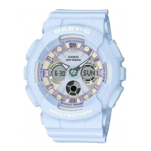 Reloj Mujer Casio Baby-g Ba-130wp-2a Joyeria Esponda Color de la malla Celeste Color del bisel Celeste Color del fondo Celeste