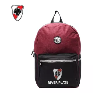 Mochila Club River Plate Urbana Escolar Color Negro/bordo Mppr-rp01 Diseño De La Tela Liso