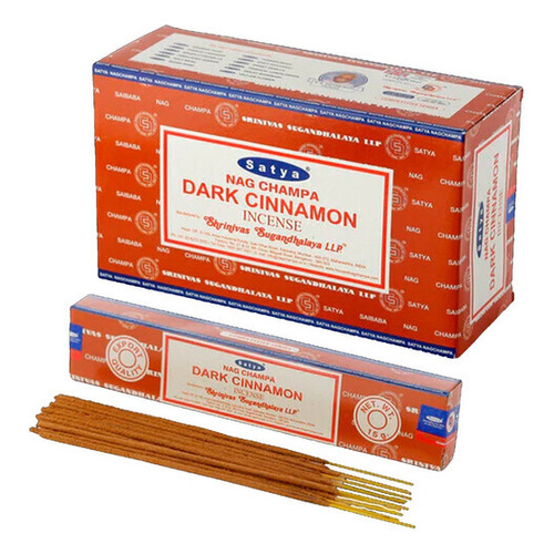 Sahumerios Satya Nag Champa - 12 Unidades Fragancia Dark Cinnamon