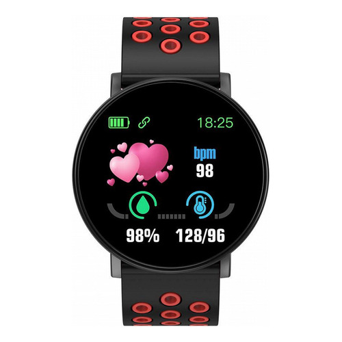 Reloj Inteligente Smartband Pro Netmak Smartwatch Hombre Color de la caja Negro Color de la malla Rojo Color del bisel Negro