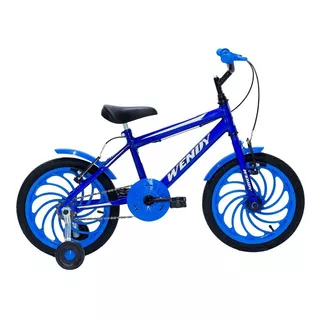 Bicicleta  Wendy Infantil Aro 16 12  1v Freios V-brakes Cor Azul Com Rodas De Treinamento