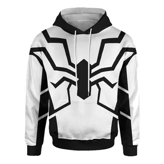 Sudadera Deportiva Sublimada Hombre Araña Blanco Y Negro 