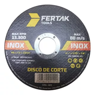 Disco De Corte Inox 115x1.0x22mm 4.1/2pol - Unidade