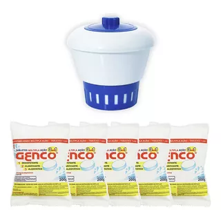 Kit Flutuador Com 5 Pastilhas Genco Tripla Ação Piscinas 