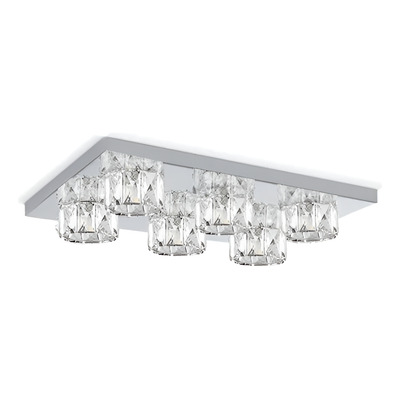  Plafon Aplique 6 Luces Cromo Cairel Redondo Moderno Pal Plateado