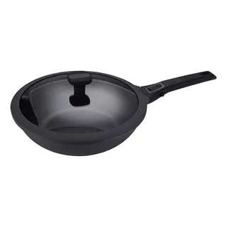 Sartén Wok Con Tapa De Cristal De 28 Cm Vasconia 4034356 Vas Color Negro