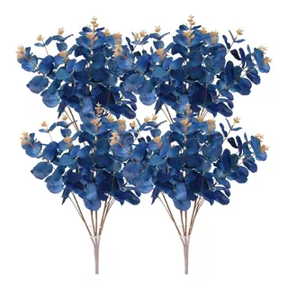 Kit 4 Buquê De Eucalipto Azul Envelhecido Planta Artificial