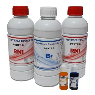 Resina Epoxica Rn1b+ 3kg + 2 Tintas Translucidas De 20ml 