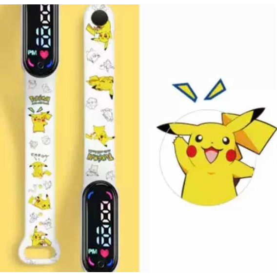 Pokémon Reloj Digital Niños White Pikachu Resistente Agua