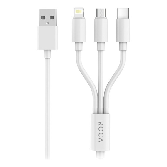 Cable 3 En 1 Micro Usb Tipo C Compatible Lightning Roca 1.2m