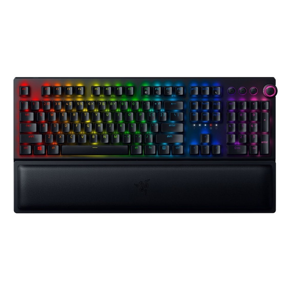 Teclado gamer bluetooth Razer BlackWidow V3 Pro QWERTY Green inglés US color negro con luz RGB