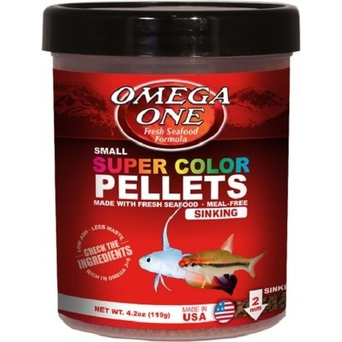 Omega One Super Color Pellets Small Sinking 119g Alimento Para Peces Granulos Pequeños 2mm De Lento Hundimiento A Base De Salmon Arenque Y Camaron Rico En Omega 3 Y 6 Realce Colores