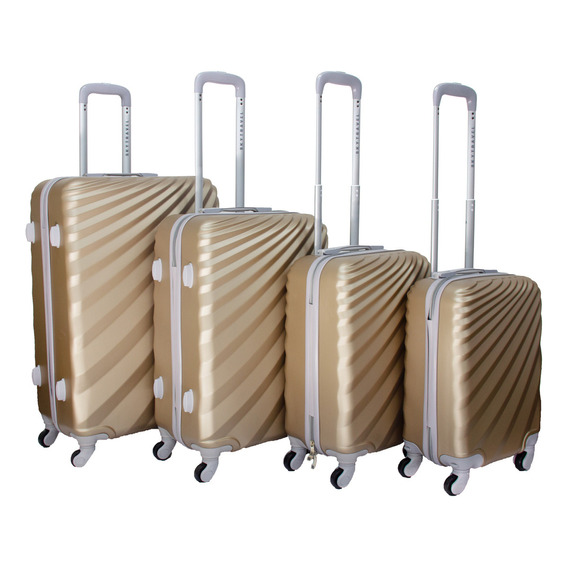 Set Maletas De Viaje Policarbonato Abs Color Champagne Con 4 Ruedas Giratorias 4 Piezas Skytravel