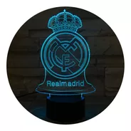 Lámpara De Mesa 3d Real Madrid Base Negra