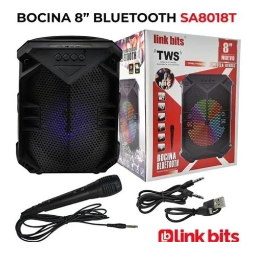 Bocina 8 Pulgadas Link Bits Tws Bluetooth Portatil Usb Mic