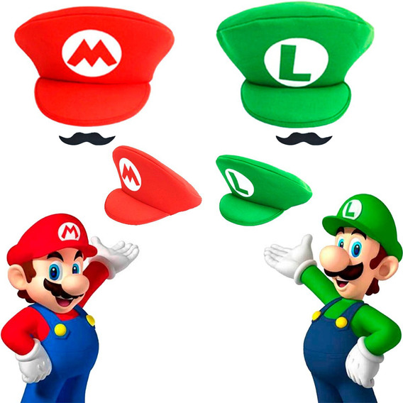 Gorro Mario Bros Fiesta Luigi Cumpleaños Cosplay Adultos 2pc