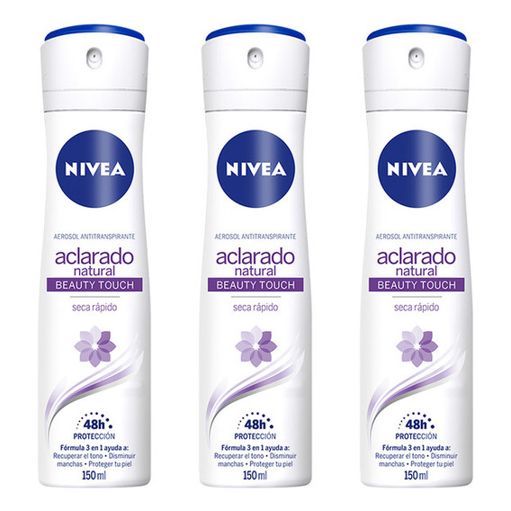 Desodorante Nivea Aclarado Natural Beauty Spray 150ml (x3)