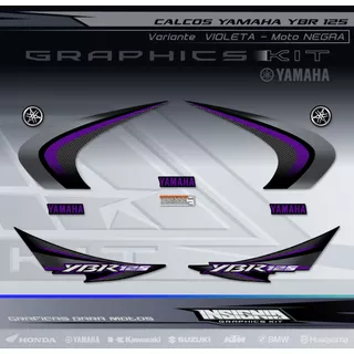 Calcos Yamaha Ybr 125 Negra - Variante Violeta - Insignia