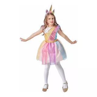 Disfraz Unicornio Incluye Vestido Y Cintillo Halloween Talla 10-12