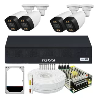 Conjunto 4 Câmeras Segurança Noturna Colorida Dvr Intelbras