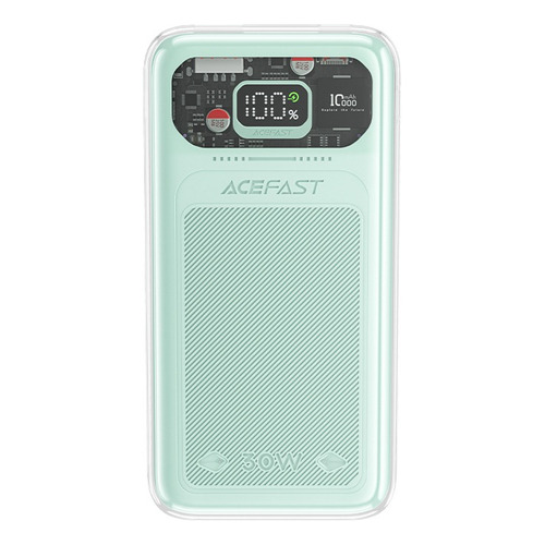 Cargador Power Bank 10000 Mah Carga Rápida Pd 30w Crystal M1 Color Verde