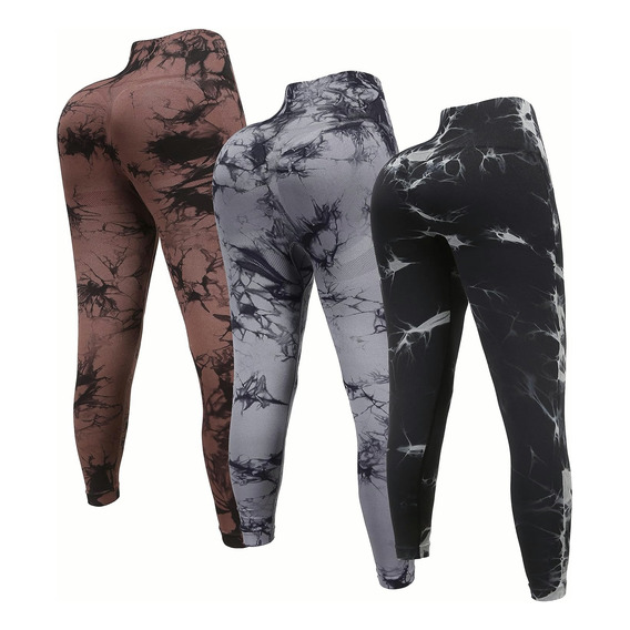 3pcs Leggins Deportivos Mujer Para Yoga, Tie-dye Ropa Gym